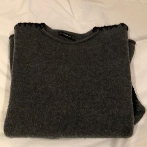 ZARA Cashmere/Wool Grey Sweater w/ knit detail